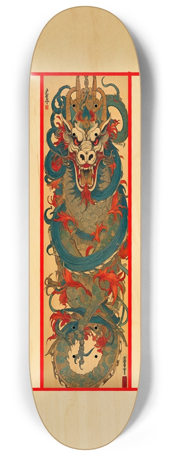 Hmong Dragon 05 Limited Natural Bamboo Wood 8-1/4 Skateboard Deck
