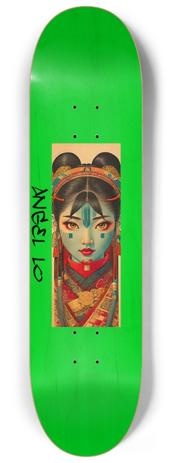Hmong Girl 07 Bamboo Wood Stained Signed 8-1/4 Skateboard Deck