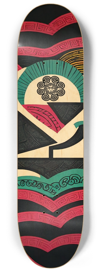 Hmong 010 Traditional Bamboo Wood Painted 8-1/4 Skateboard Deck