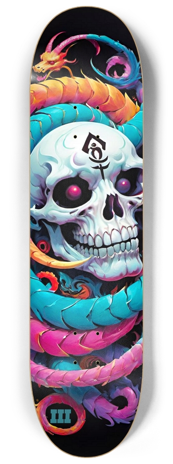 Hmong Dragon 03 Original Skull  8-1/4 Skateboard Deck
