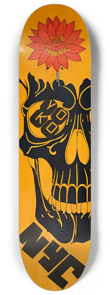 Japanese Yoko New York City 01 Bamboo Skull 8-1/4 Skateboard Deck
