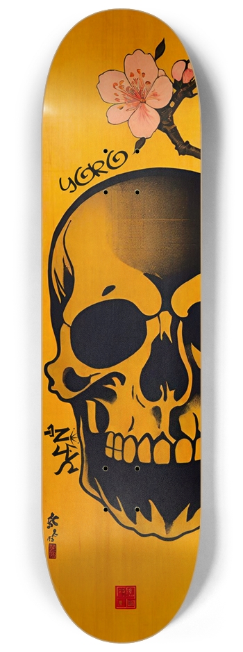 Japanese Yoko New York City 02 Bamboo Skull 8-1/4 Skateboard Deck