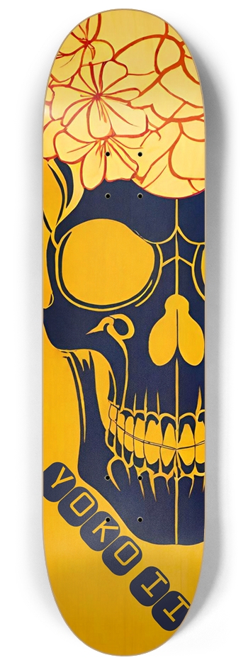 Japanese Yoko Bird 02 Skull Bamboo Tribal 8-1/4 Skateboard Deck
