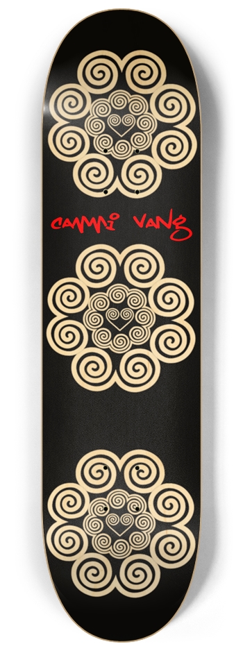 Hmong Elephant's Foot Cammi Vang Bamboo Signed 8-1/4 Skateboard Deck