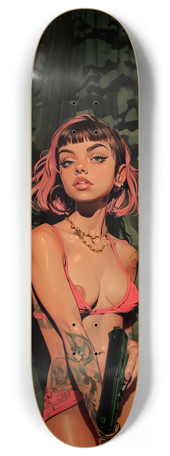 Bikini gun girl Skateboard 8 Inch Skateboard Deck