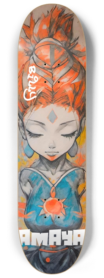 Anime Girl Tops Original Signed 8-1/4 Skateboard Deck