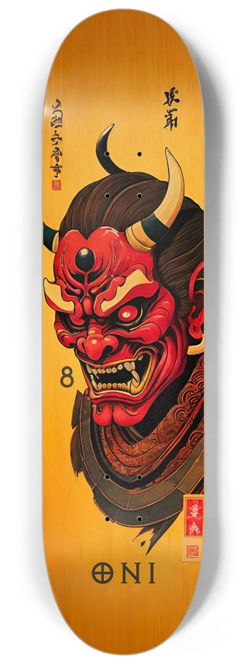 Japan Oni Samurai Burn 08 Natural Bamboo Deck 8-1/4 Skateboard Deck