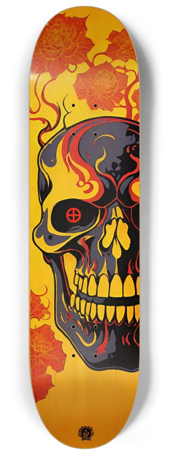 Japan Skull 01 Natural Bamboo Deck 8-1/4 Skateboard Deck