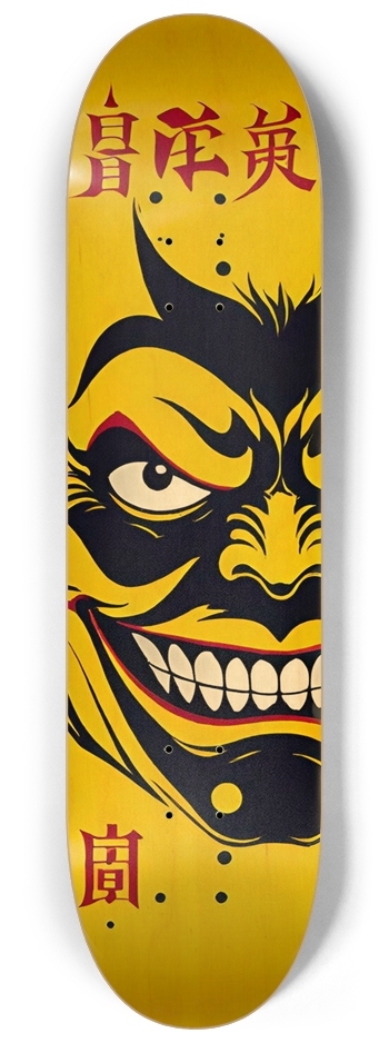 Japanese Oni Style 02 Custom Natural Bamboo 8-1/4 Skateboard Deck