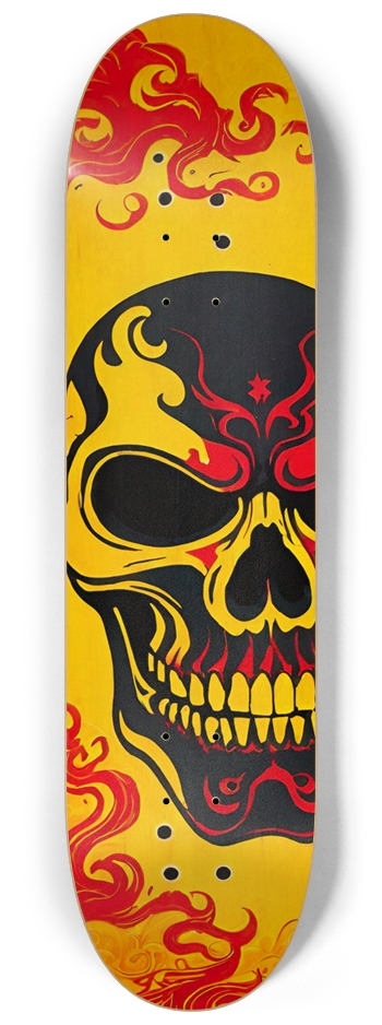 Japan Skull 03 Custom Natural Bamboo 8-1/4 Skateboard Deck
