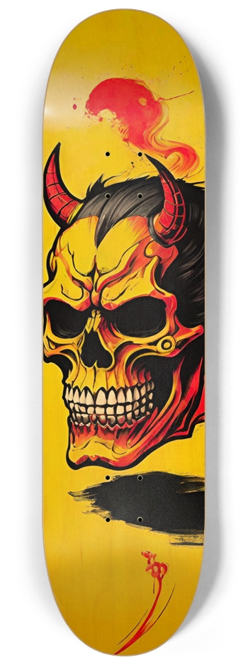 Japan Skull 016 Custom Natural Bamboo 8-1/4 Skateboard Deck