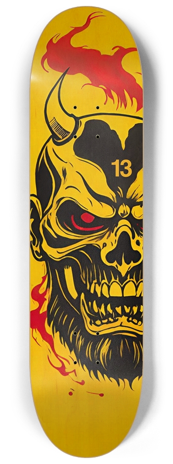Japan Skull 013 Custom Natural Bamboo 8-1/4 Skateboard Deck