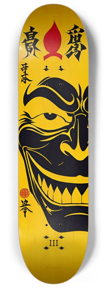 Japanese Oni Style 03 Custom Natural Bamboo 8-1/4 Skateboard Deck