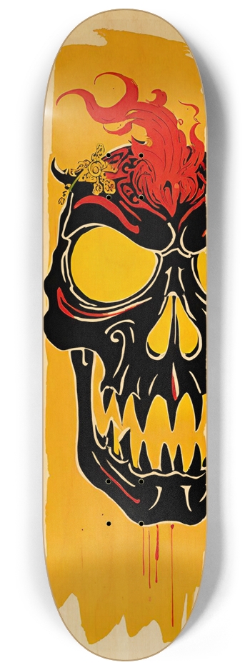 Japan Skull 017 Custom Natural Bamboo 8-1/4 Skateboard Deck