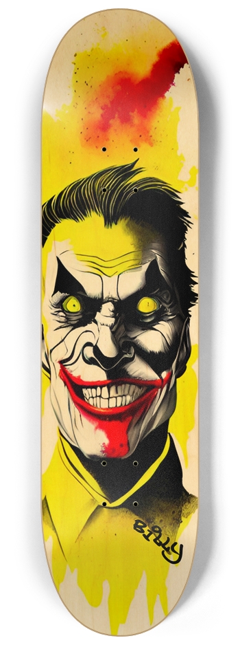 Joker Burn 02 Custom Airbrush Billy Signed 8-1/4 Skateboard Deck