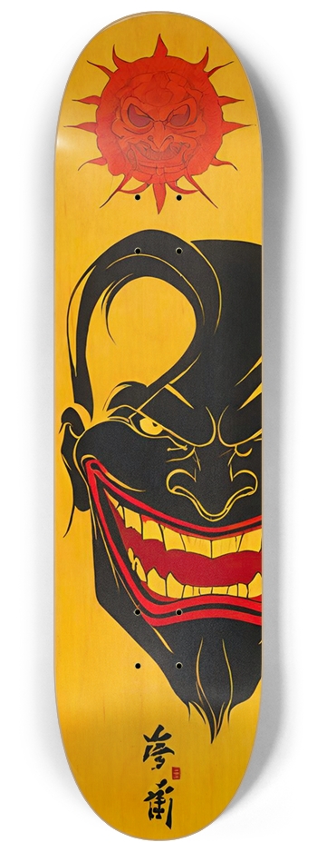 Japanese Oni Style 04 Custom Natural Bamboo 8-1/4 Skateboard Deck