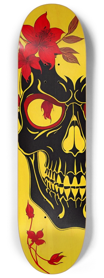 Japan Skull 07 Custom Natural Bamboo 8-1/4 Skateboard Deck
