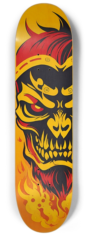 Japan Skull 011 Custom Natural Bamboo 8-1/4 Skateboard Deck