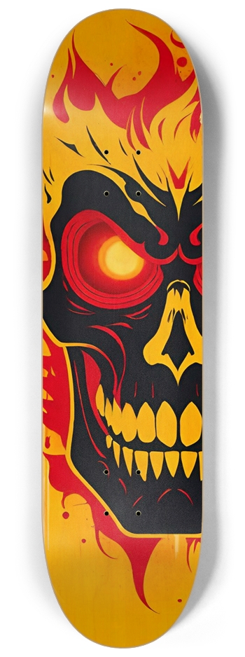 Japan Skull 09 Custom Natural Bamboo 8-1/4 Skateboard Deck