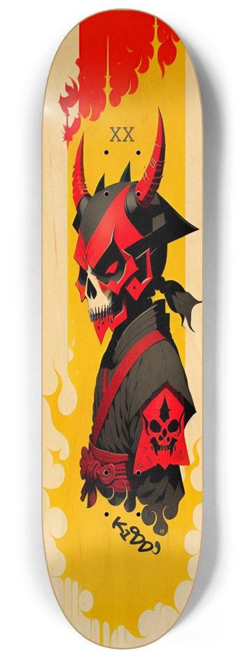 Japan Skull 020 Custom Natural Bamboo 8-1/4 Skateboard Deck