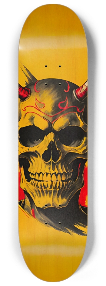 Japan Skull 014 Custom Natural Bamboo 8-1/4 Skateboard Deck