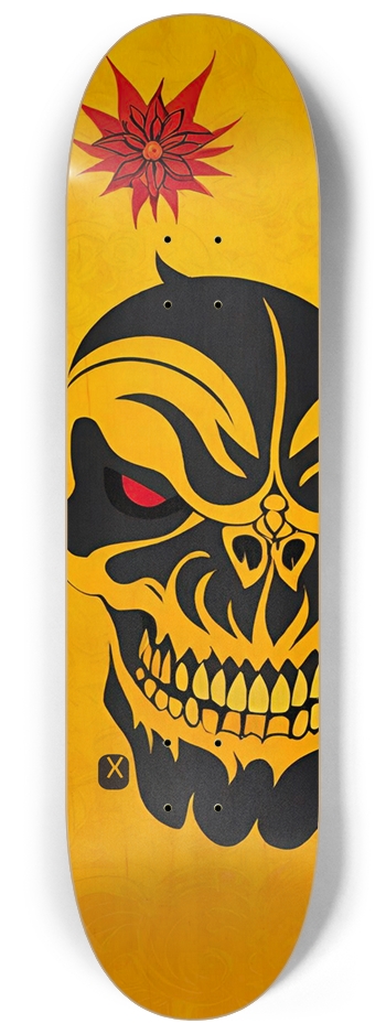 Japan Skull 010 Custom Natural Bamboo 8-1/4 Skateboard Deck