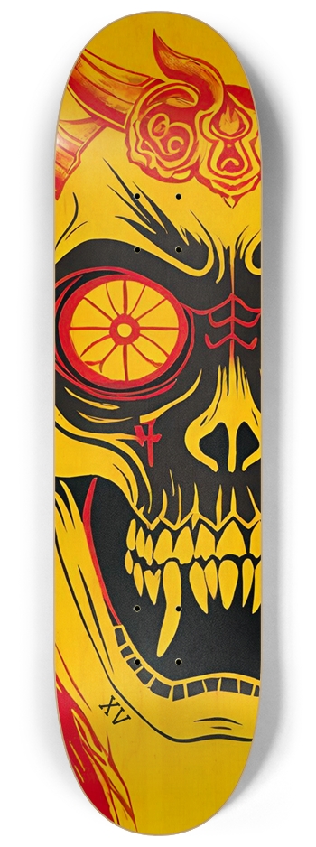 Japan Skull 015 Custom Natural Bamboo 8-1/4 Skateboard Deck