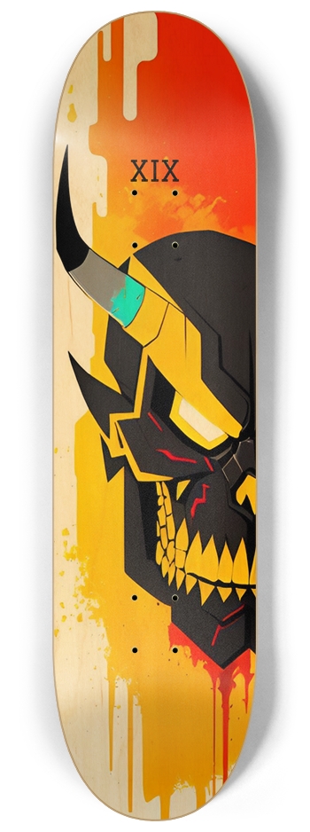 Japan Skull 019 Custom Natural Bamboo 8-1/4 Skateboard Deck