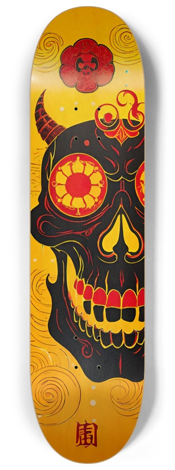 Japan Skull 06 Custom Natural Bamboo 8-1/4 Skateboard Deck