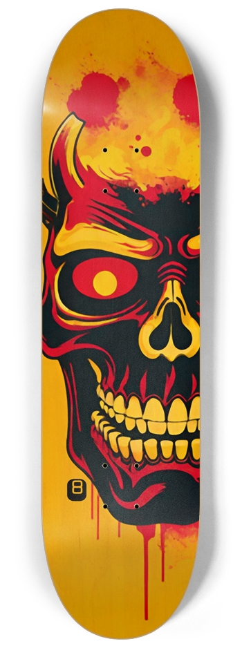 Japan Skull 08 Custom Natural Bamboo 8-1/4 Skateboard Deck
