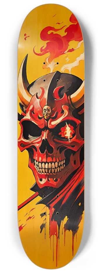 Japan Skull 018 Custom Natural Bamboo 8-1/4 Skateboard Deck