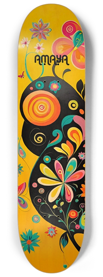 AMAYA 01 Flowers Natural 8-1/4 Skateboard Deck