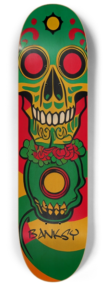 Banksy Run 02 Skull Graffiti Natural 8-1/4 Skateboard Deck