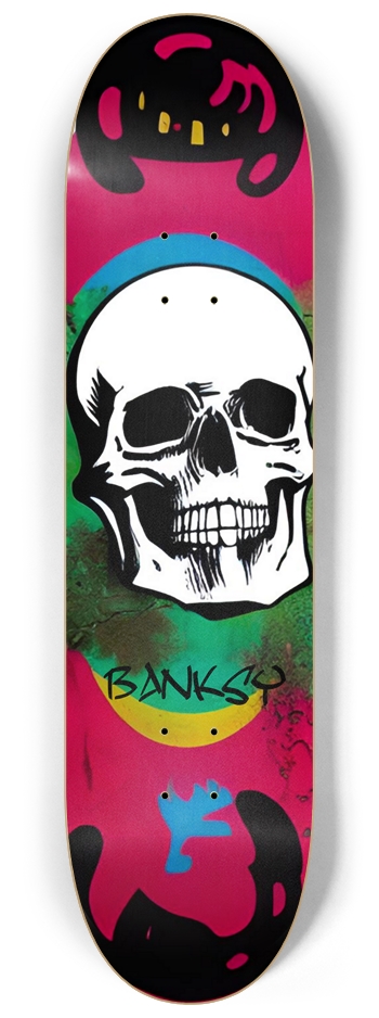 Banksy Run 01 Original Skull Graffiti 8-1/4 Skateboard Deck