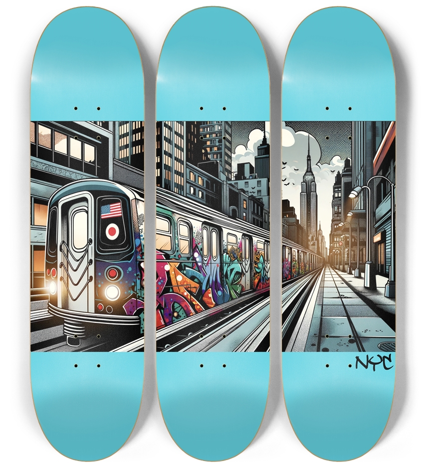 NYC - Subway Skateboard Series 3 Deck Wall Series
