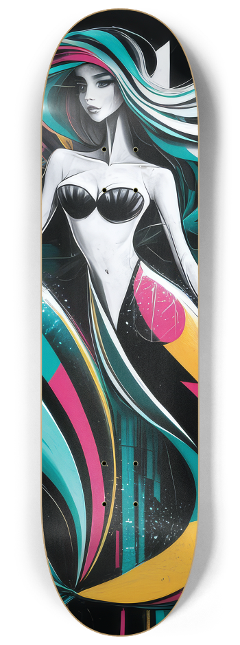 2 Skateboard Series Art - Mod Mermaids #2 8-1/4 Skateboard Deck