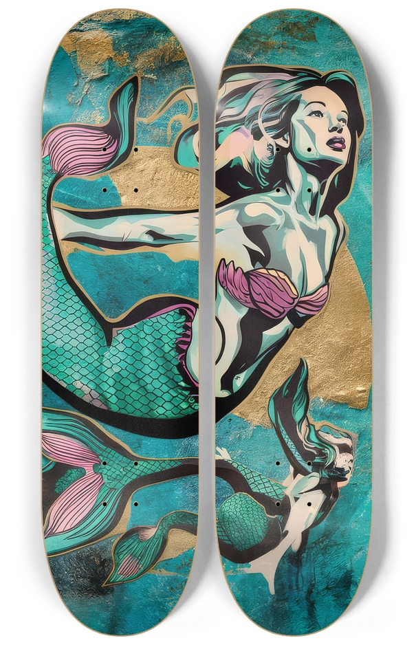 2 Skateboard Series Art - Mermaid Forward 2 Deck Wall Series