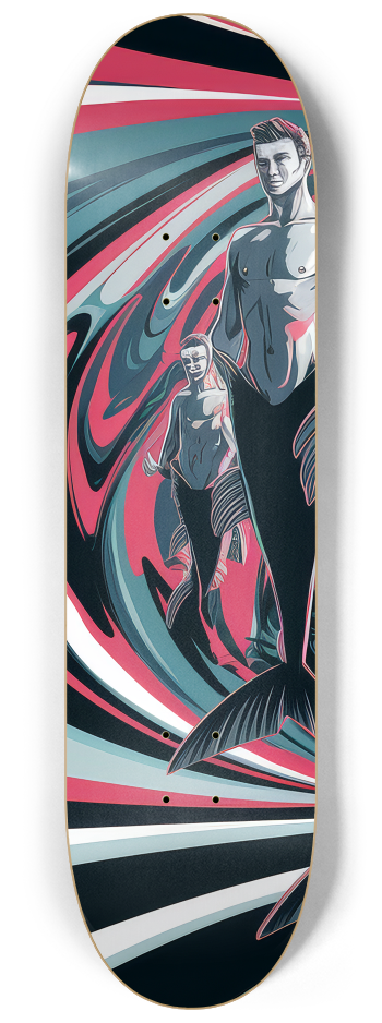 3 Skateboard Series Art - Merman Squad #1 8-1/4 Skateboard Deck