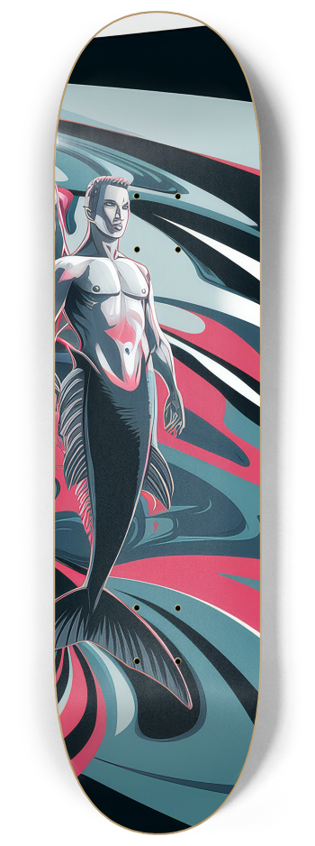 3 Skateboard Series Art - Merman Squad #3 8-1/4 Skateboard Deck