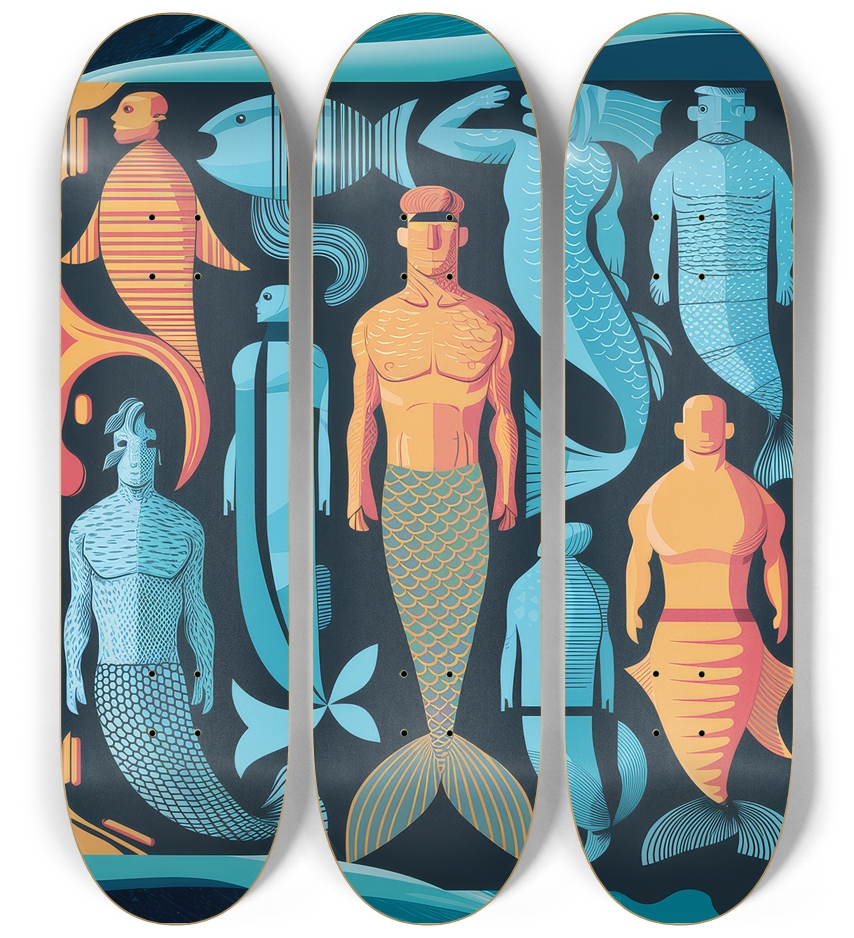 3 Skateboard Series Art - Marine Kin 3 Deck Wall Series