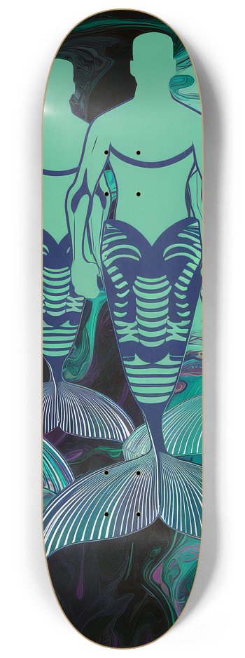 2 Skateboard Series Art - Green Mermen #1 8-1/4 Skateboard Deck