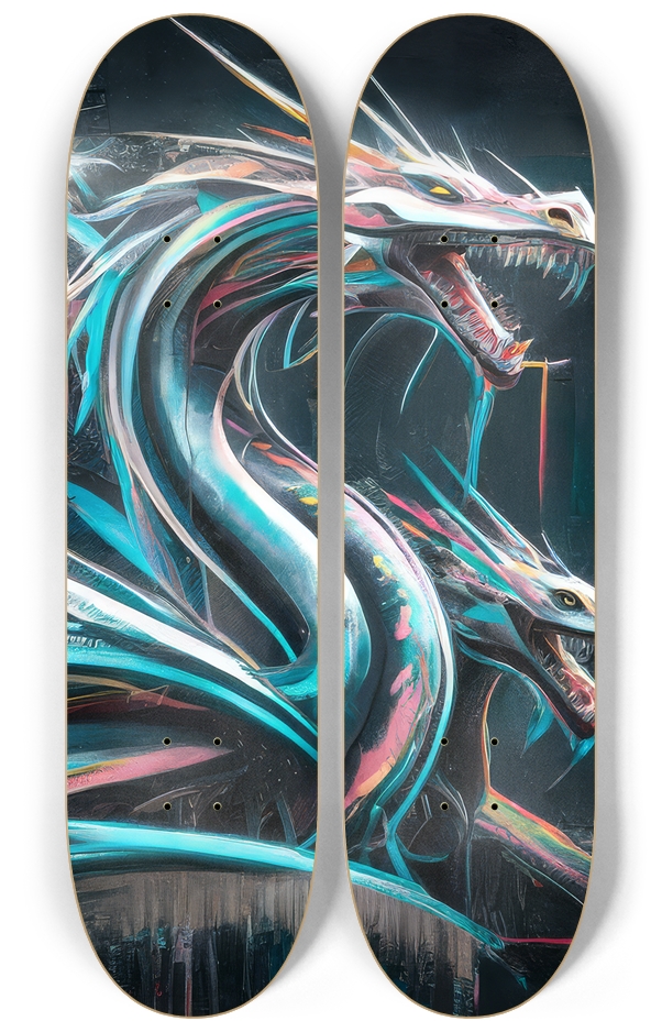 2 Skateboard Series Art - Wyrm Fangs 2 Deck Wall Series