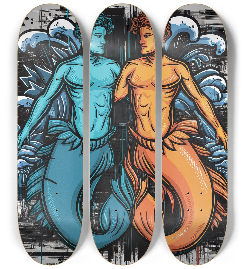 3 Skateboard Series Art - Mer Love 3 Deck Wall Series