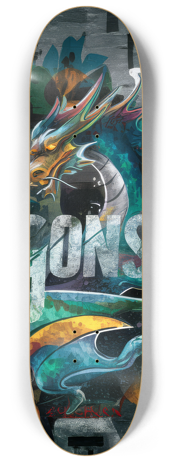 2 Skateboard Series Art - Dragons  #2 8-1/4 Skateboard Deck