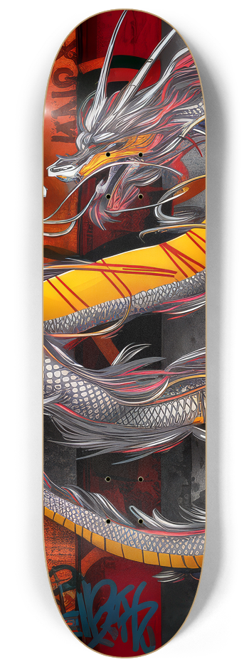 2 Skateboard Series Art - Dragon Love #2 8-1/4 Skateboard Deck