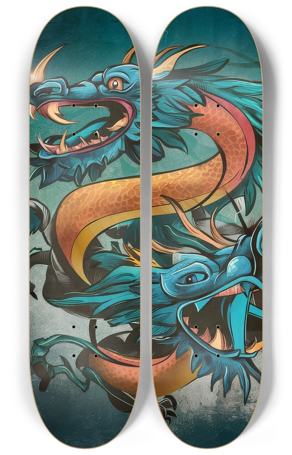 2 Skateboard Series Art - Draconic Canvas 2 Deck Wall Series