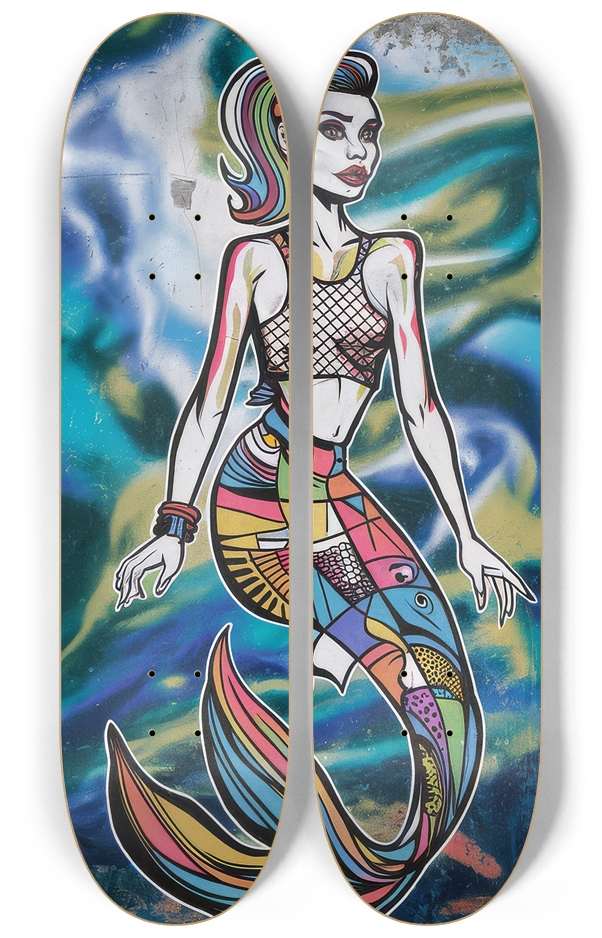 2 Skateboard Series Art - Lisa Mermaid 2 Deck Wall Series