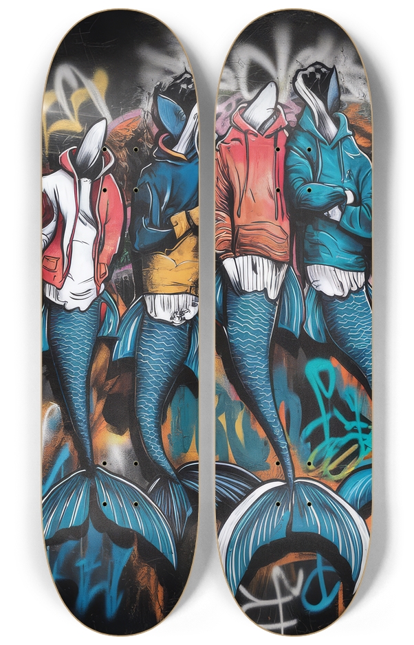 2 Series Art - Crazy Mer Skateboard 2 Deck Wall Series