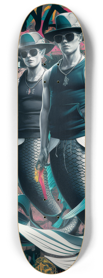 3 Skateboard Series Art - Macho Mermen #1 8-1/4 Skateboard Deck