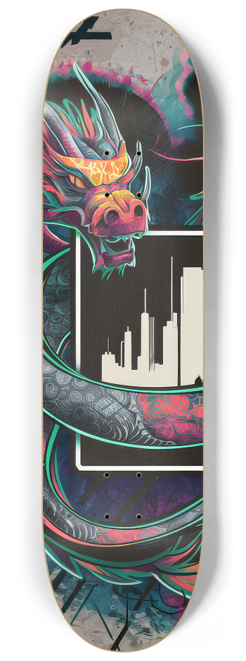 2 Skateboard Series Art - Dragon City #1 8-1/4 Skateboard Deck